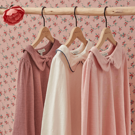Organic cotton bow-neck T-shirt- Cream - / Emile et Ida