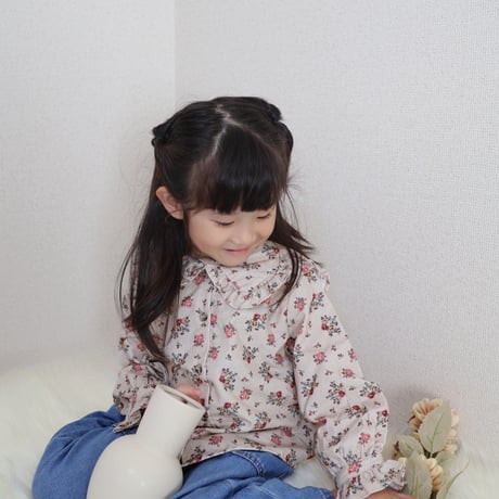 Top CAPUCINE 【Pink flowers corduroy】 / Loir paris