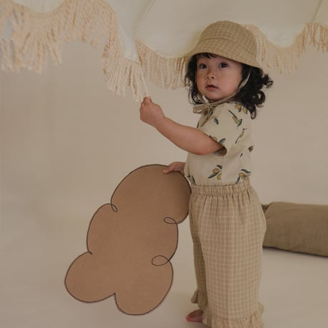 【ラスト１点】Grid Check Bucket Sun Hat Wheat / organic zoo