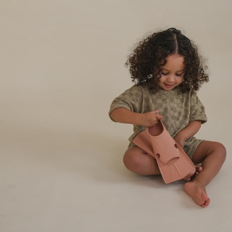 Dusky Checkerboard Terry Beach Romper / organic zoo