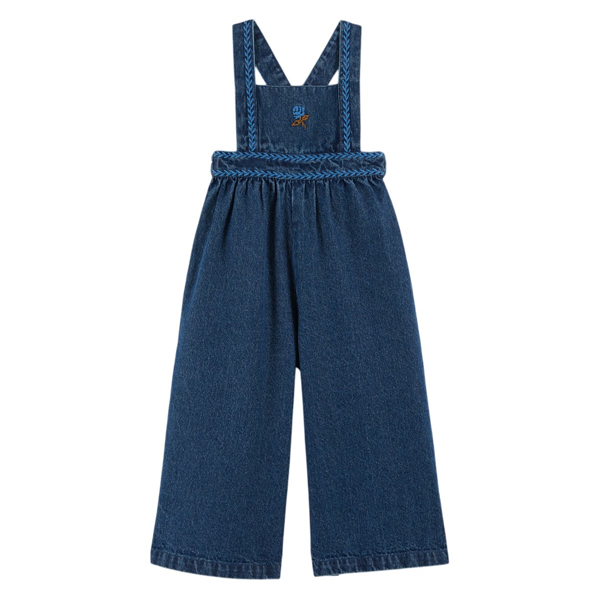 ラスト1点】【KIDS】 Blue denim embroidered overalls /