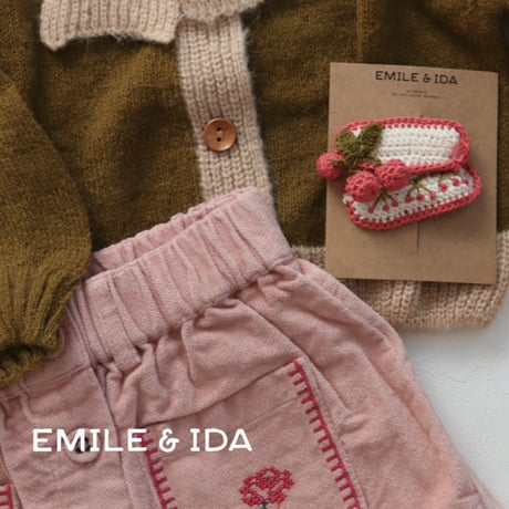 Pink velvet cross-stitch skirt / Emile et Ida
