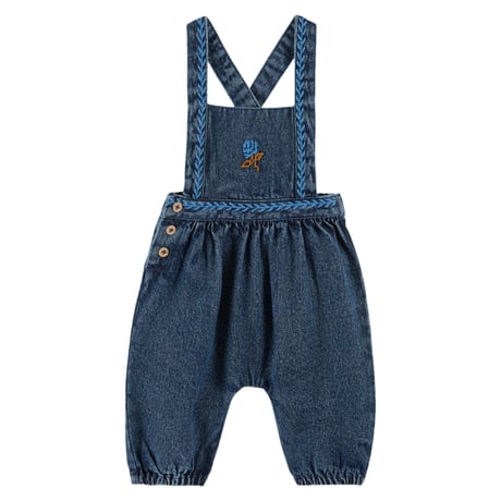 【BABY】 Blue denim embroidered overalls / Emile et Ida