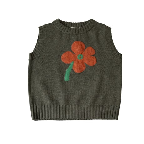 FLORET VEST -WOOD GREEN- / knit planet