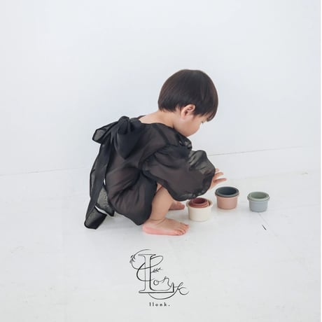 ☑️" FLUFFY " オーガンジーロンパース (BLACK)　─ 誕生日・バースデーフォトに / llonk.
