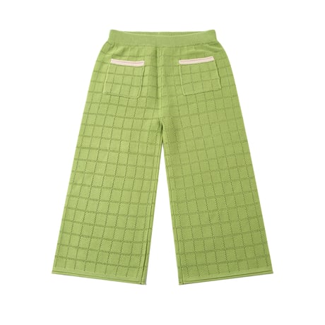 CHECKBOARD TROUSERS (WIDE LEG SHAPE, ANKLE LENGTH)/ knit planet