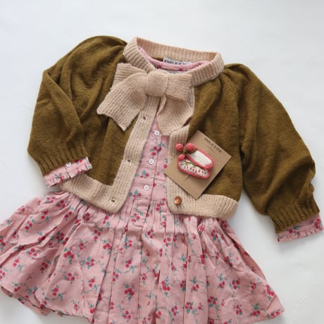 Olive and beige tie-neck cardigan / Emile et Ida