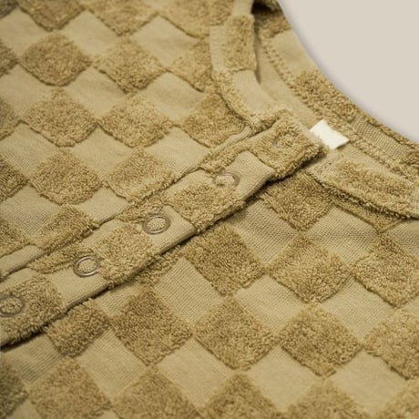 Dusky Checkerboard Terry Beach Romper / organic zoo