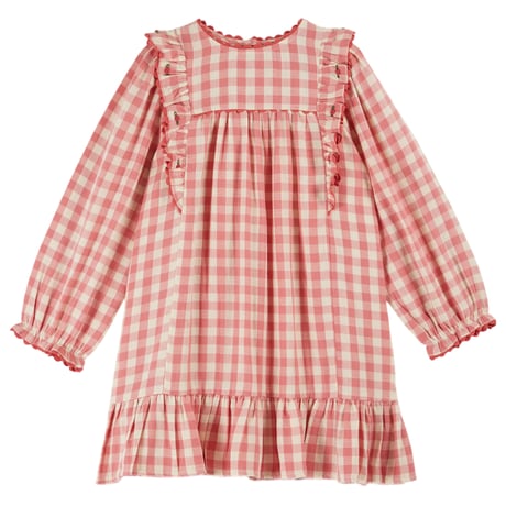 Pink gingham ruffled dress / Emile et Ida