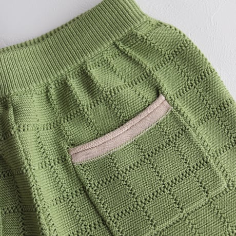 CHECKBOARD TROUSERS (WIDE LEG SHAPE, ANKLE LENGTH)/ knit planet