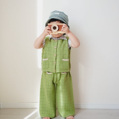 CHECKBOARD TROUSERS (WIDE LEG SHAPE, ANKLE LENGTH)/ knit planet