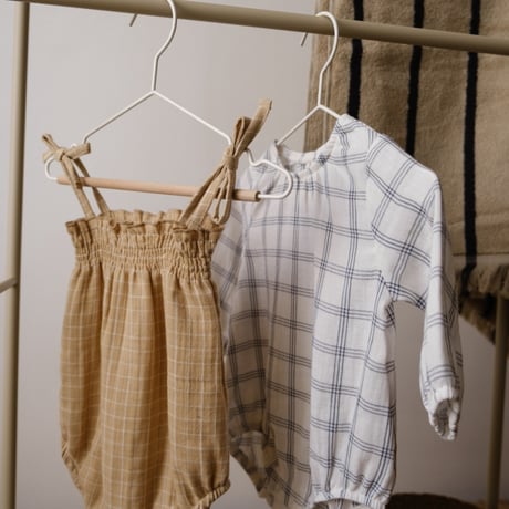 【ラスト１点】Grid CheckSpaghetti Bodysuit Wheat / organic zoo