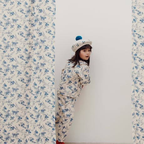 Ecru and blue cherry beret / Emile et Ida