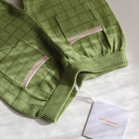 CHECKBOARD TROUSERS (WIDE LEG SHAPE, ANKLE LENGTH)/ knit planet