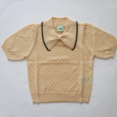Pointelle  Polo - WHEAT -/ FUB