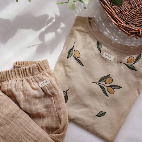 【ラスト１点】Grid Check Frill Culottes Wheat / organic zoo