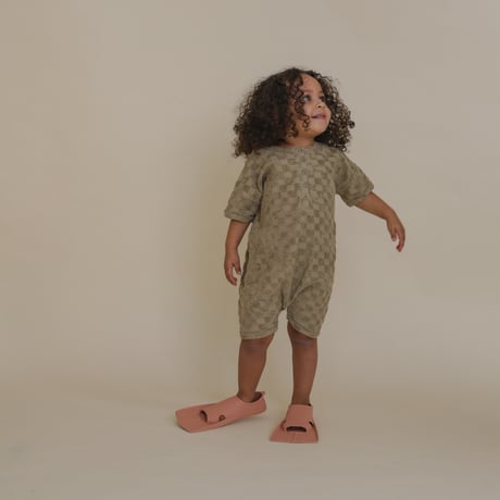 Dusky Checkerboard Terry Beach Romper / organic zoo