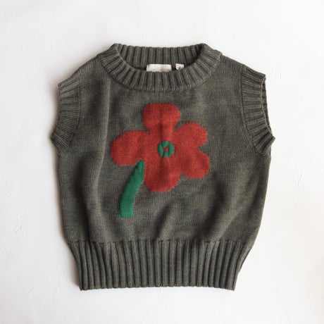 FLORET VEST -WOOD GREEN- / knit planet