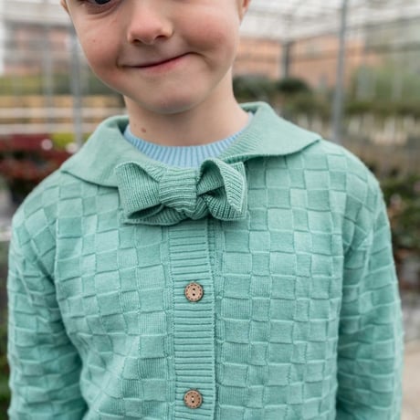 COLLAR CARDIGAN -PASTEL GREEN- / knit planet