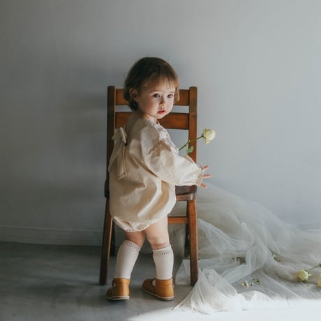 ☑️" LILI " back scallop ribbon romper (Beige) / llonk