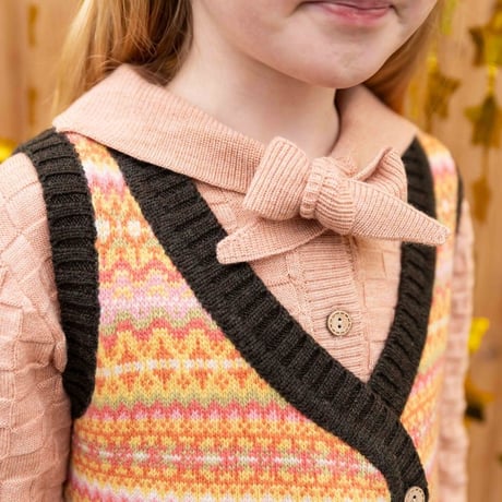 COLLAR CARDIGAN -PASTEL ORANGE- / knit planet