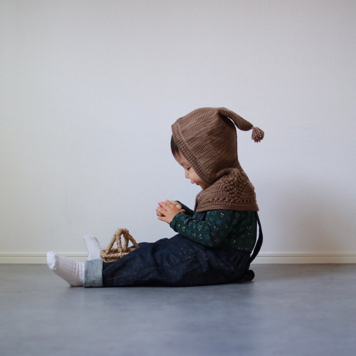 iver and isla バラクラバ ラスト1点】lace yoke balaclava . cocoa / iver and i