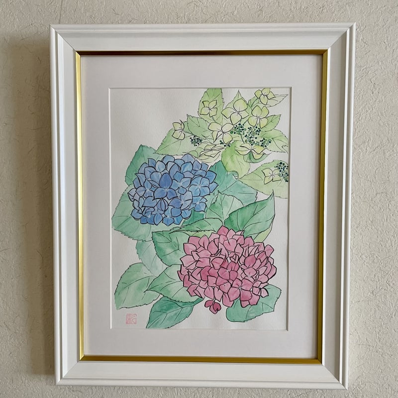 紫陽花 額装 | 彩華の花の絵