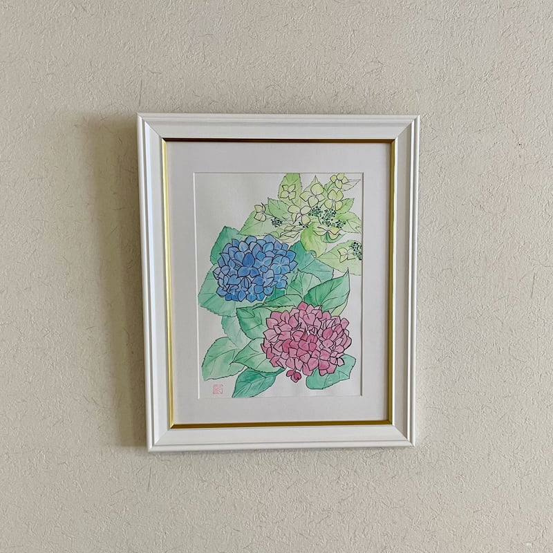 紫陽花 額装 | 彩華の花の絵