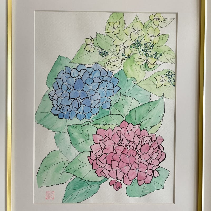 紫陽花 額装 | 彩華の花の絵