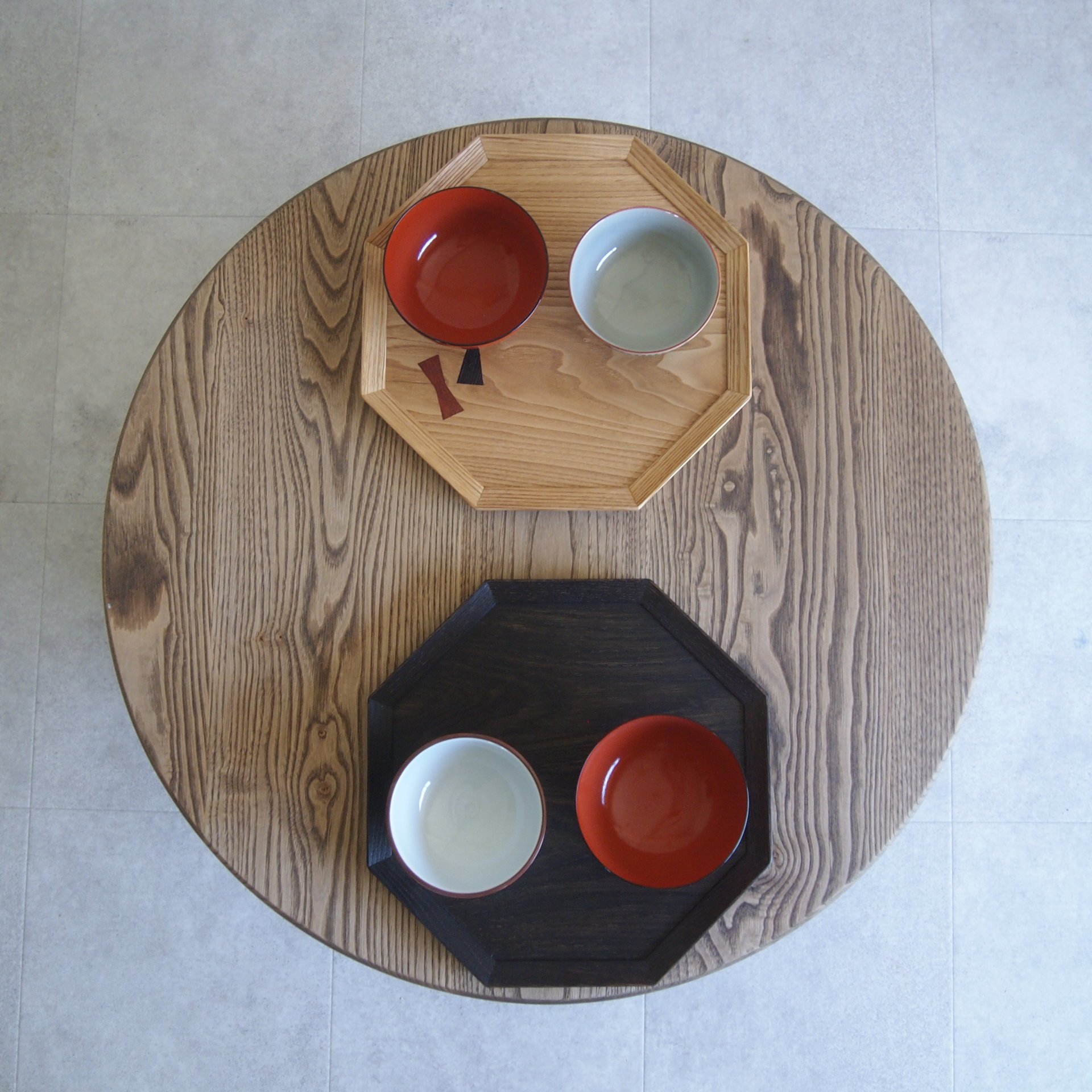 茶部台　ちゃぶ台　濃松の一枚板　茶道具 ちゃぶ台（突っ張り板仕様） | キグラシ家具工房 online shop