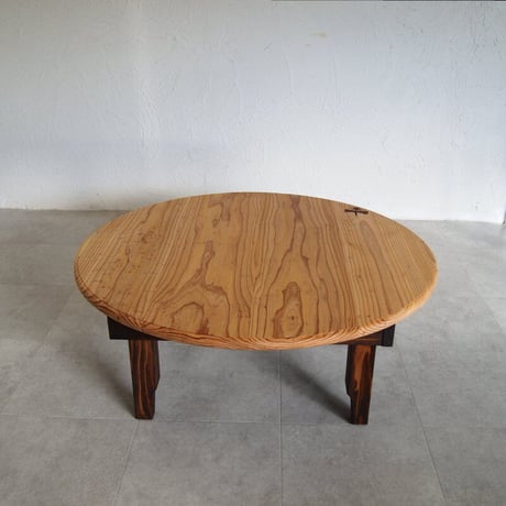 ちゃぶ台【折れ脚金具仕様】/スギ　チギリ入り　Φ80cm