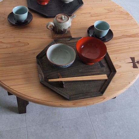 ちゃぶ台【折れ脚金具仕様】/スギ　チギリ入り　Φ80cm