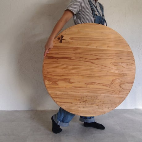 ちゃぶ台【折れ脚金具仕様】/スギ　チギリ入り　Φ80cm