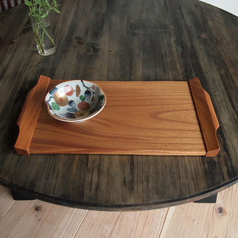 木製 無垢材 ナチュラル トレイ お盆 指物 木目 杢目 欅? キッチン 古