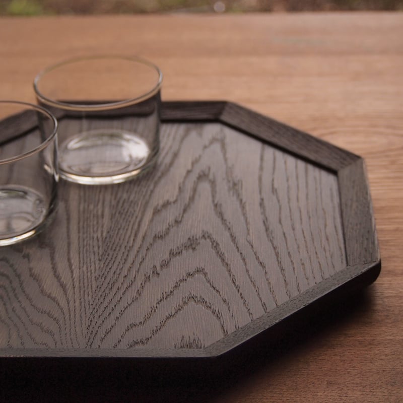 八角の卓上膳 ナラの鉄媒染仕上げ/トレー/お盆/お膳 | キグラシ家具