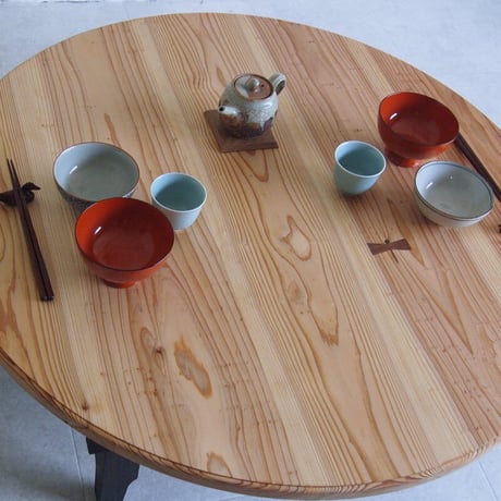 ちゃぶ台【折れ脚金具仕様】/スギ　Φ９０cm