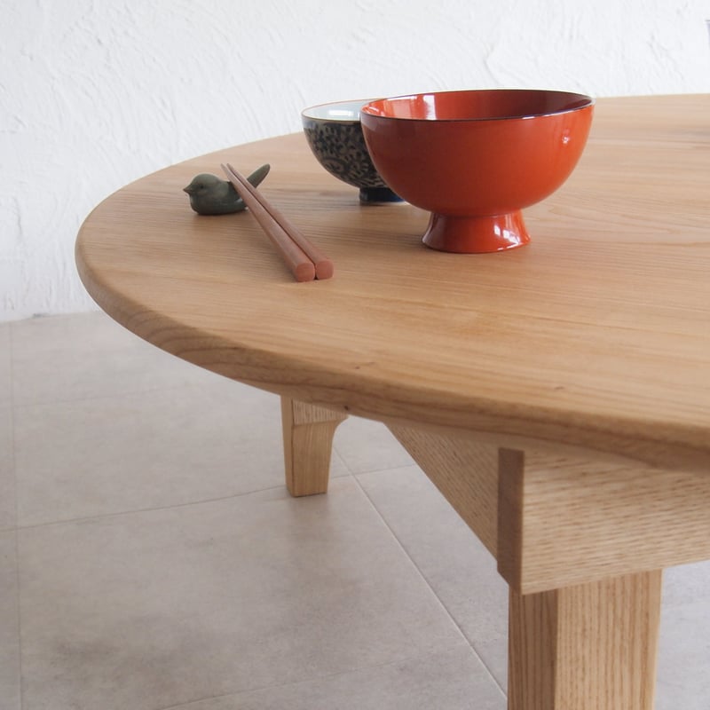 ちゃぶ台（丸机） 受注生産品』丸ちゃぶ台【折れ脚金具仕様】Φ80cm/Φ90cm クリ