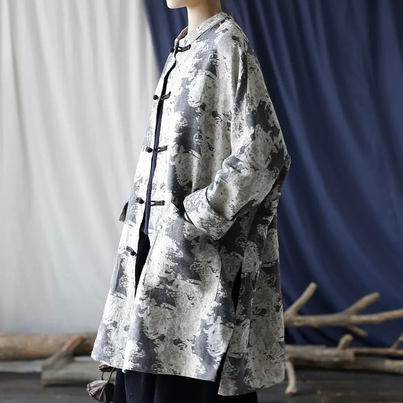 EVASION チャイナシャツ 長袖 ポリシャツ ヴィンテージ フランス製 楽天市場】ナチュラルブラウス チャイナ服 レディース 綿麻シャツ 長袖