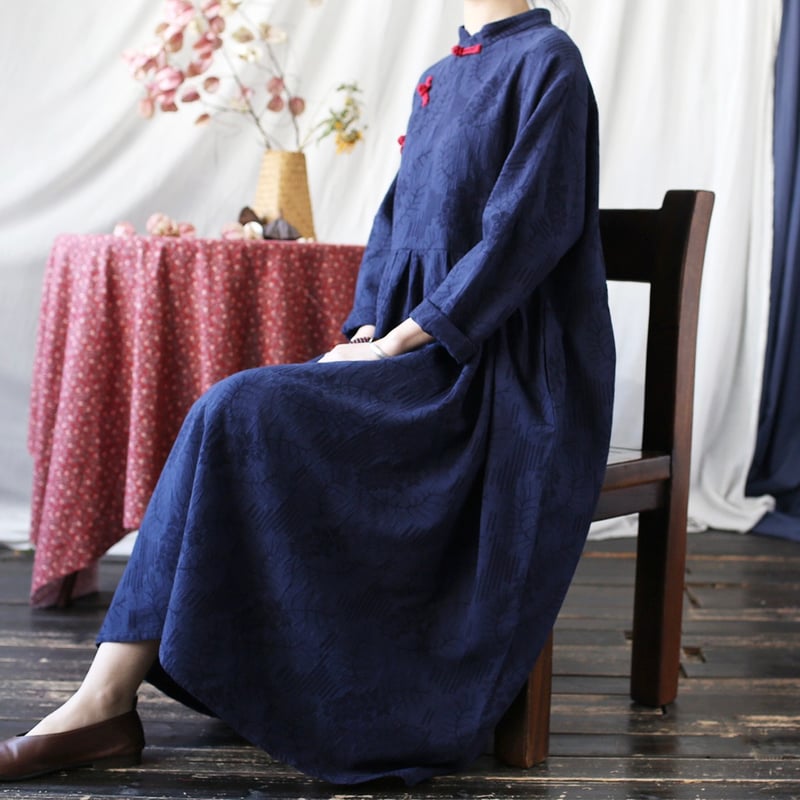 ワンピース nya ゆったり中華ワンピ × 藍嵐 | Jmei