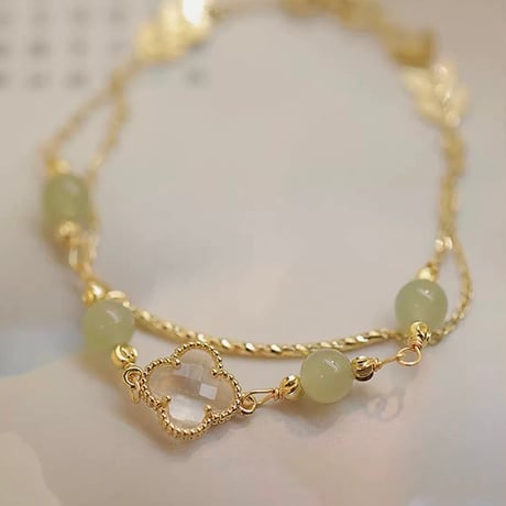 四葉 × 和田玉ブレスレット