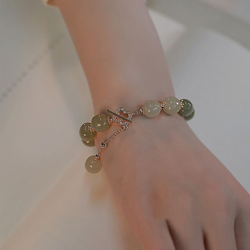 四叶草】14Kgf × 和田玉ブレスレット | Jmei 四叶草】14Kgf × 和田玉ブレスレット | Jmei