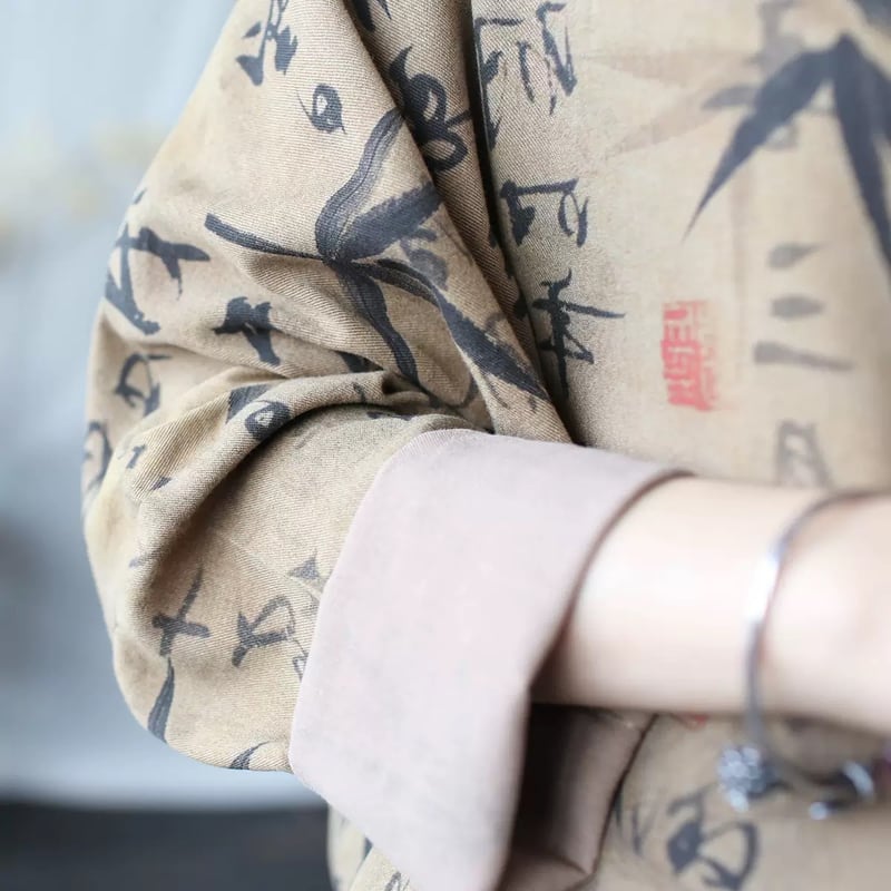 juemi 中華柄シャツ 字墨 × チャイナシャツ | Jmei