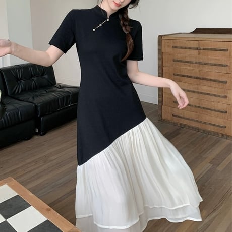中華ワンピ × シフォンレイヤー