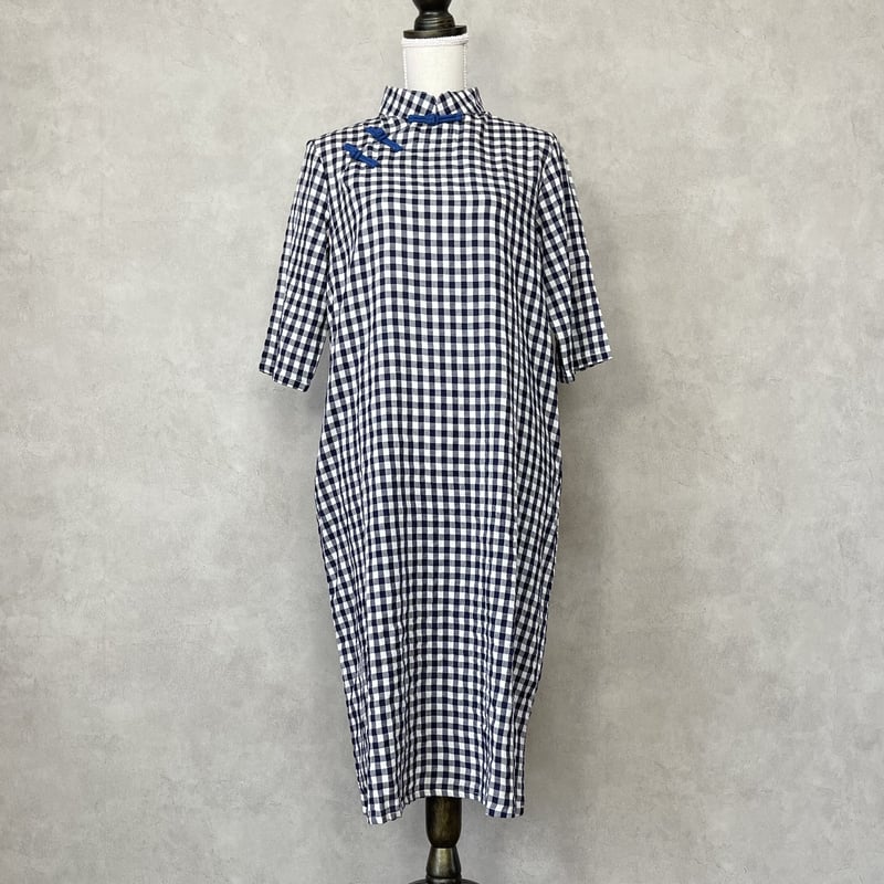 ギンガムチェック × 紺青ボタン | Jmei