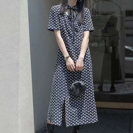 中華リボン × Aラインワンピ