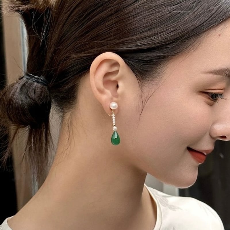 薄荷 × 瑪瑙ピアス/イヤリング | Jmei