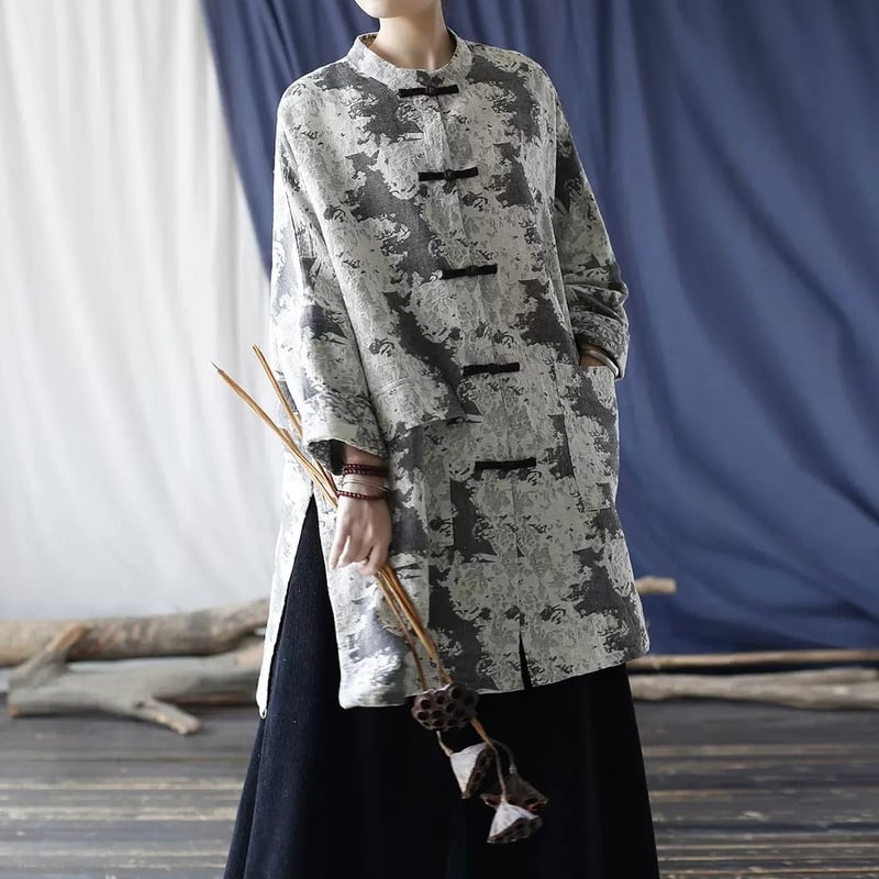 【新品・未使用HANAEMORI ダイヤ柄フリルシャツ 】 花渦 × チャイナシャツ | Jmei