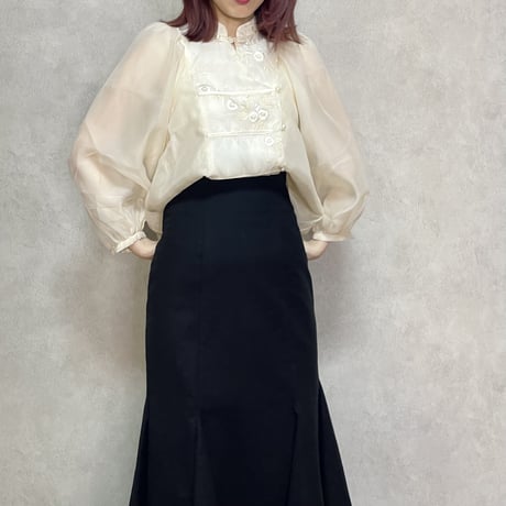 刺繍シフォンブラウス