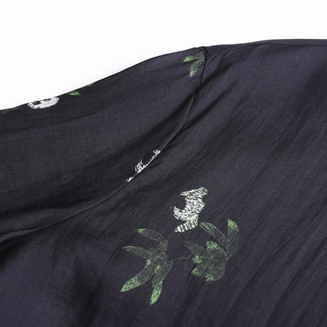 花柄刺繍シアーシャツ