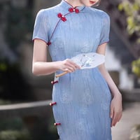 フラワープリント × 爽やかブルー